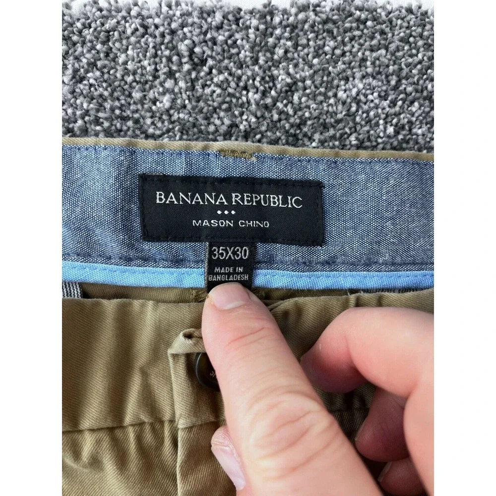 Banana Republic Mason Chino Mens Pants 35X30 Khaki Casual Cotton/Elastane‎